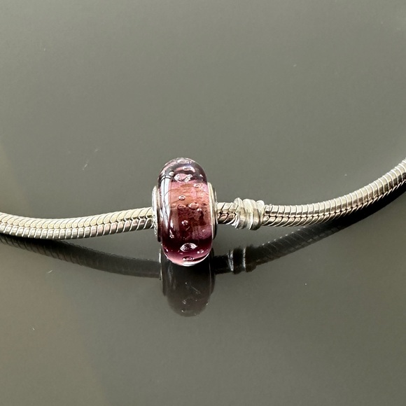 Pandora Sterling Silver Purple Effervescence Murano Glass Bead w/ CZs - 791616cz - Picture 1 of 4